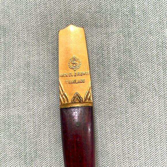 Vintage Buddha 1960's T James of Siam Twisted Bronze Large Serving Fork - Picture 4 of 5